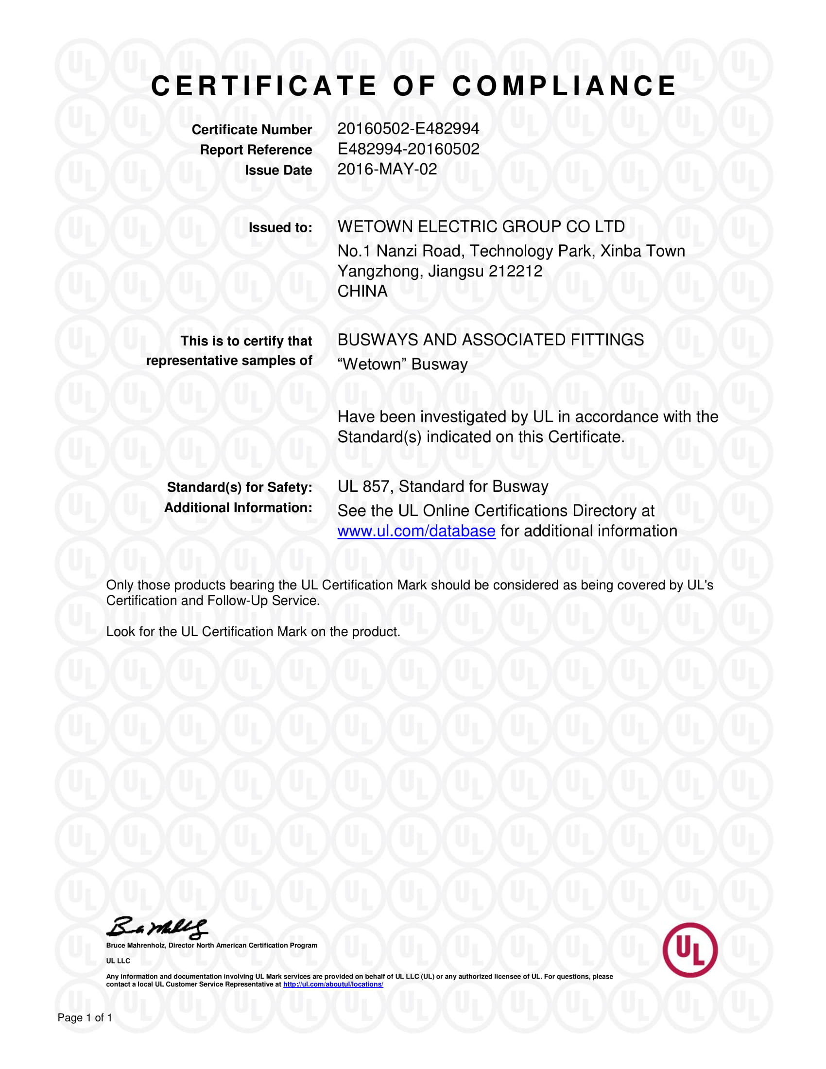 UL Certificate